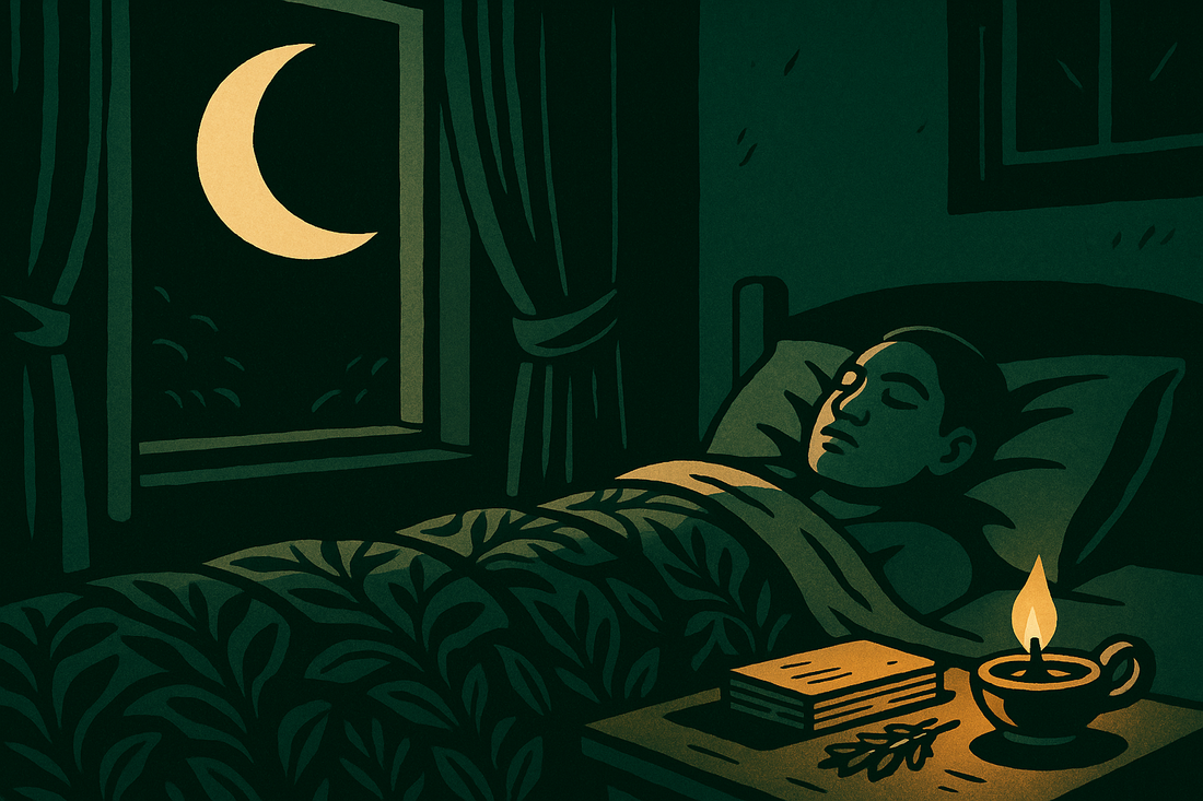 Calmosis editorial illustration for the article "Why sleep quality matters more than sleep quantity, and what Ayurveda says about the difference"