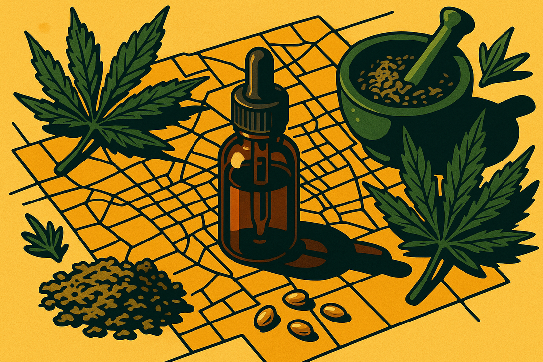 Calmosis Vijaya wellness oil with Pune city backdrop - cannabis oil Pune delivery guide 2026