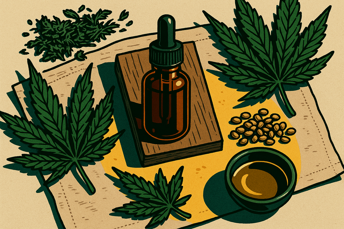 Calmosis editorial illustration for the article "Cannabis oil Surat delivery: a 2026 buyer's guide"