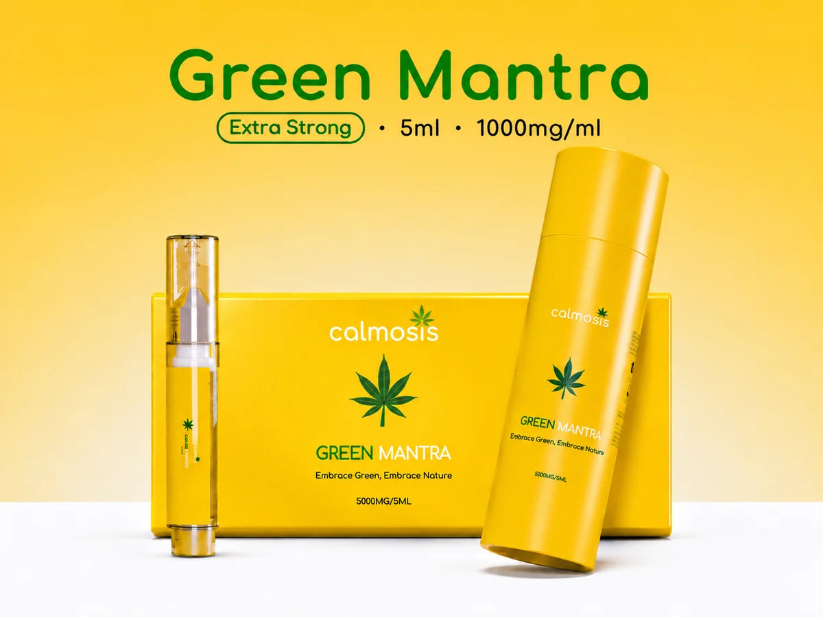 Green Mantra Extra Strong: the 5ml dropper and its outer box, 1000mg per ml